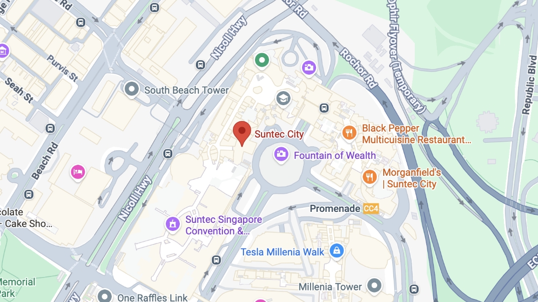 Map showing Suntec Singapore